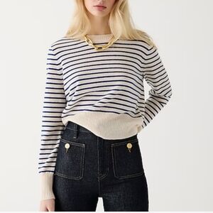 J Crew Striped Shrunken Cashmere Sweater | MEDIUM